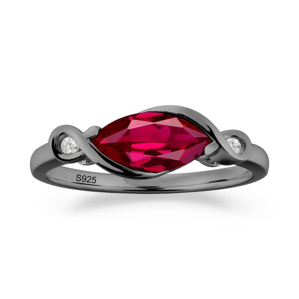 Teardrop Ruby Infinity Knot Ring - LUO Jewelry #metal_black finish sterling silver