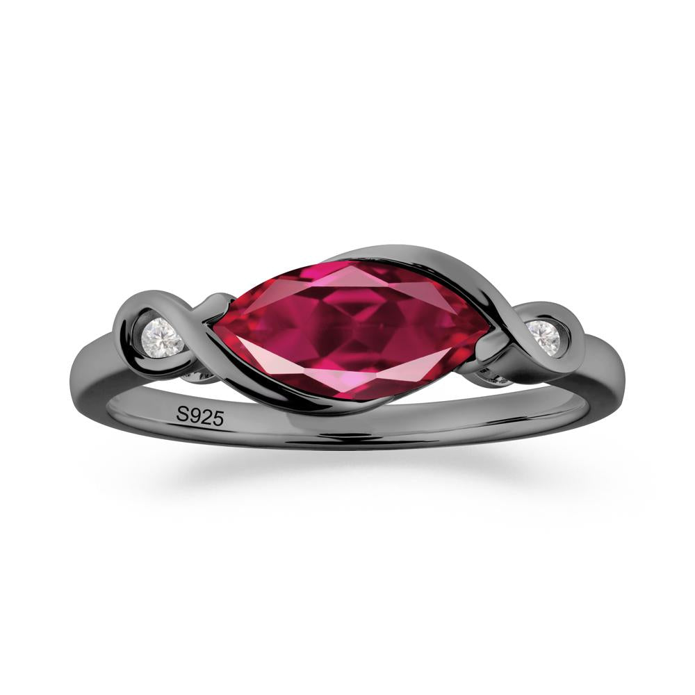 Teardrop Ruby Infinity Knot Ring - LUO Jewelry #metal_black finish sterling silver