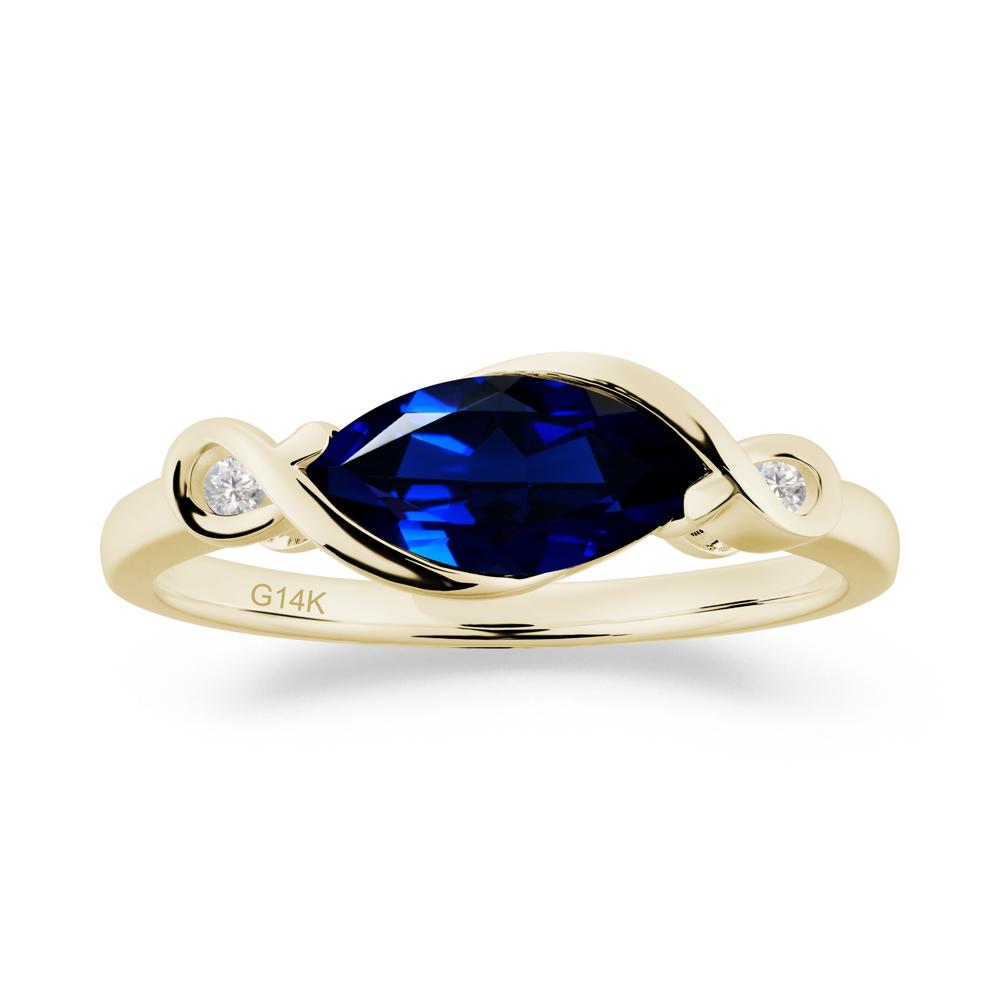 Teardrop Sapphire Pave Bow Ring - LUO Jewelry #metal_14k yellow gold