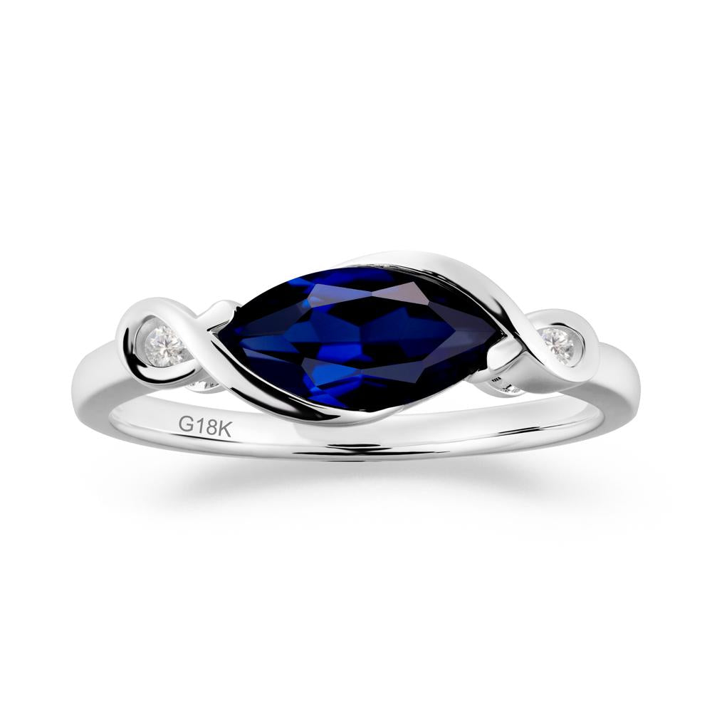 Teardrop Sapphire Pave Bow Ring - LUO Jewelry #metal_18k white gold