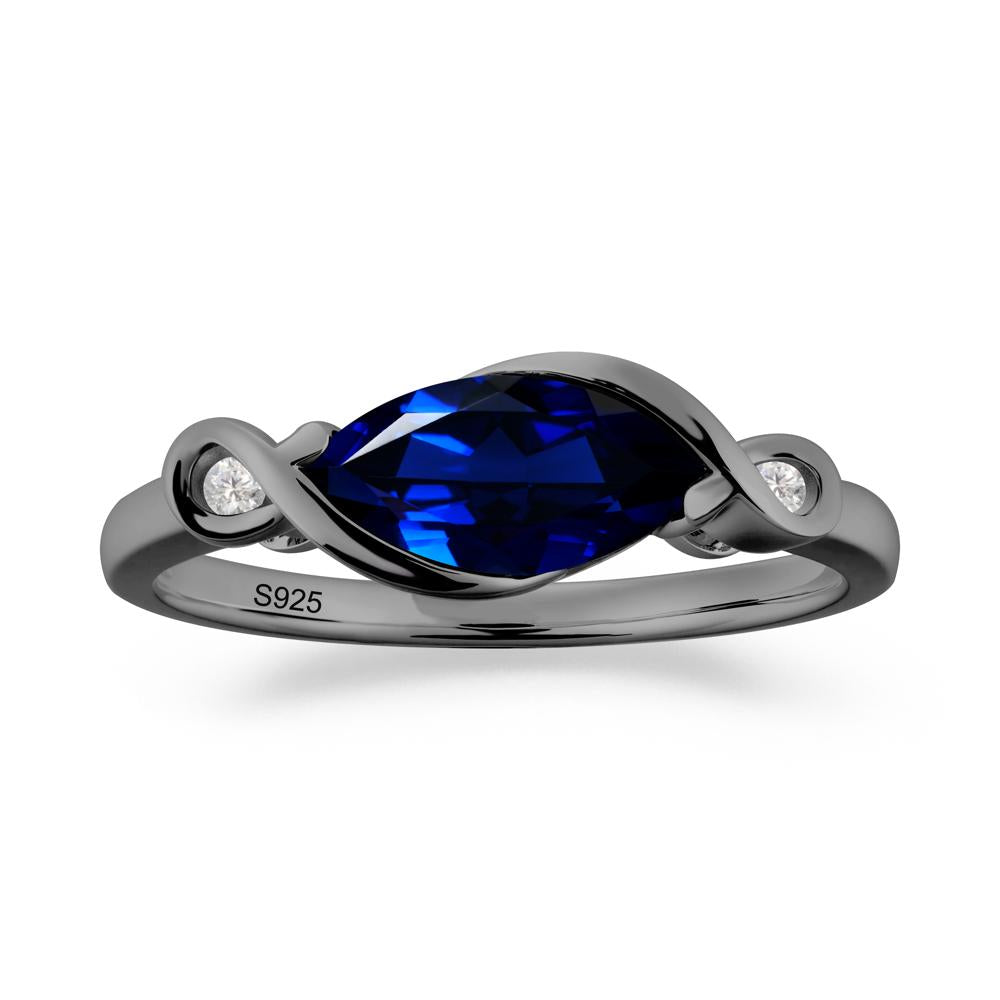 Teardrop Sapphire Pave Bow Ring - LUO Jewelry #metal_black finish sterling silver