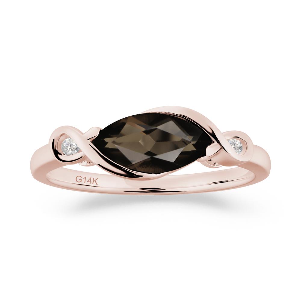 Teardrop Smoky Quartz Pave Bow Ring - LUO Jewelry #metal_14k rose gold