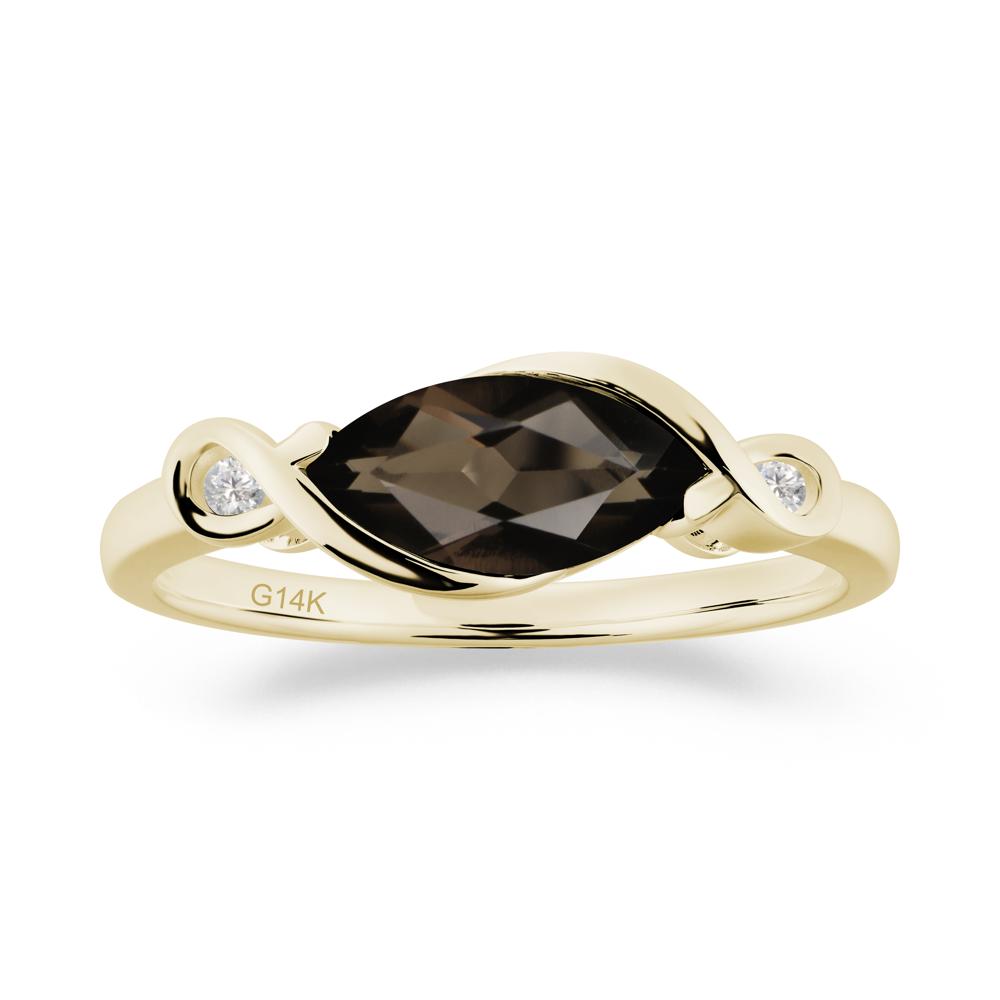 Teardrop Smoky Quartz Pave Bow Ring - LUO Jewelry #metal_14k yellow gold