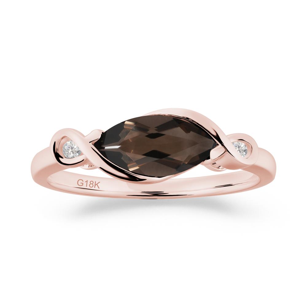 Teardrop Smoky Quartz Pave Bow Ring - LUO Jewelry #metal_18k rose gold