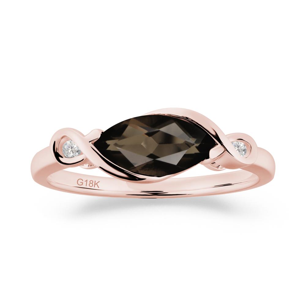 Teardrop Smoky Quartz Pave Bow Ring - LUO Jewelry #metal_18k rose gold