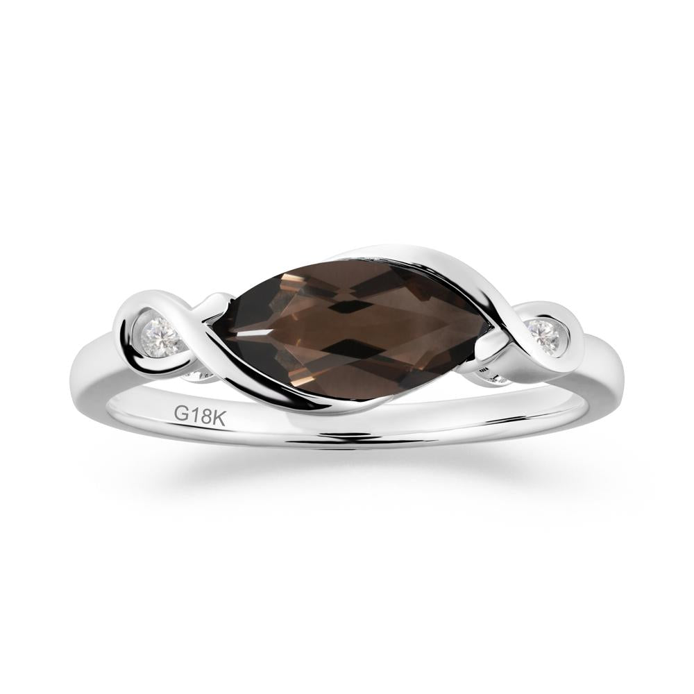 Teardrop Smoky Quartz Pave Bow Ring - LUO Jewelry #metal_18k white gold