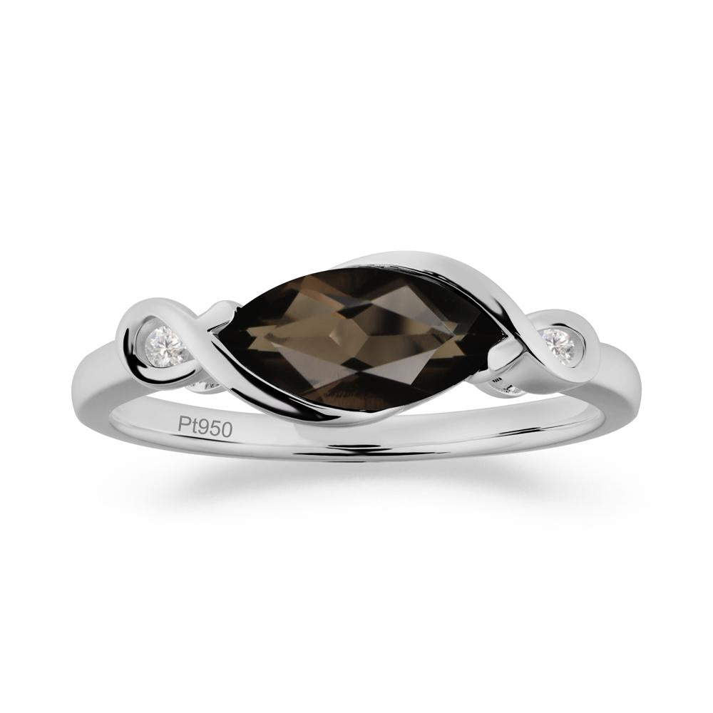 Teardrop Smoky Quartz Pave Bow Ring - LUO Jewelry #metal_platinum