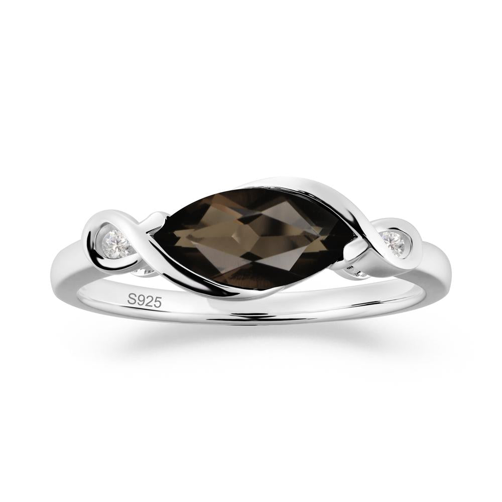 Teardrop Smoky Quartz Pave Bow Ring - LUO Jewelry #metal_sterling silver