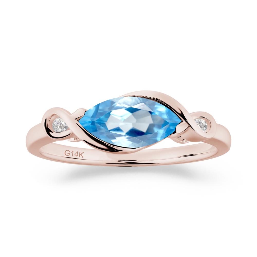 Teardrop Swiss Blue Topaz Pave Bow Ring - LUO Jewelry #metal_14k rose gold