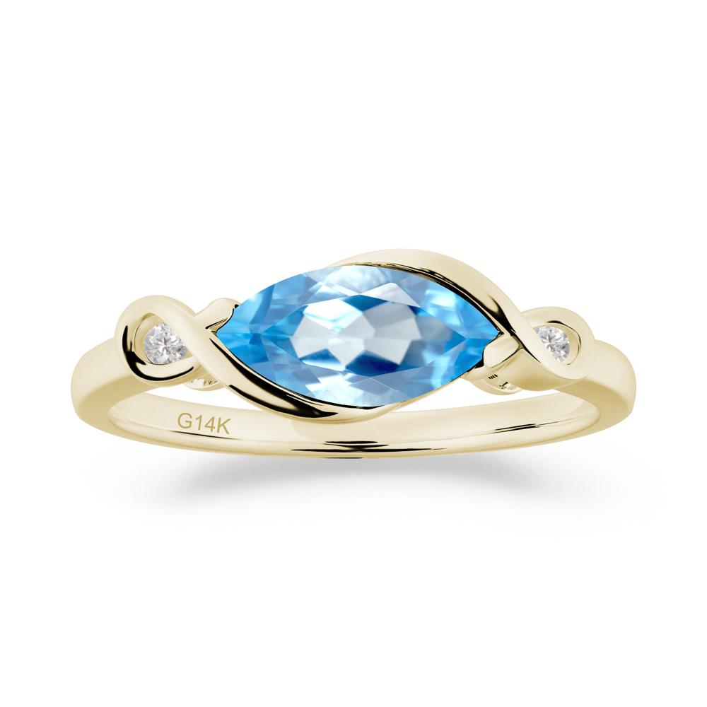 Teardrop Swiss Blue Topaz Pave Bow Ring - LUO Jewelry #metal_14k yellow gold