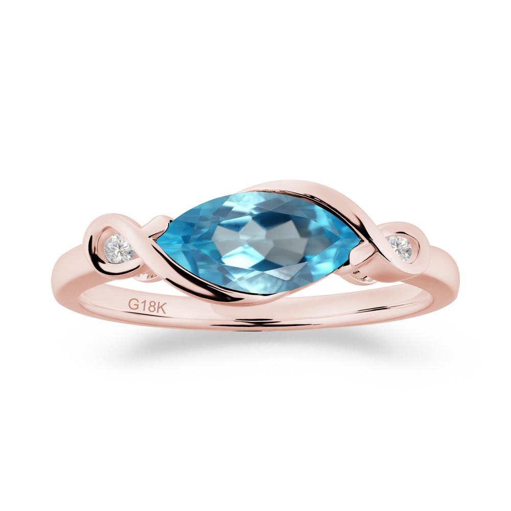 Teardrop Swiss Blue Topaz Pave Bow Ring - LUO Jewelry #metal_18k rose gold
