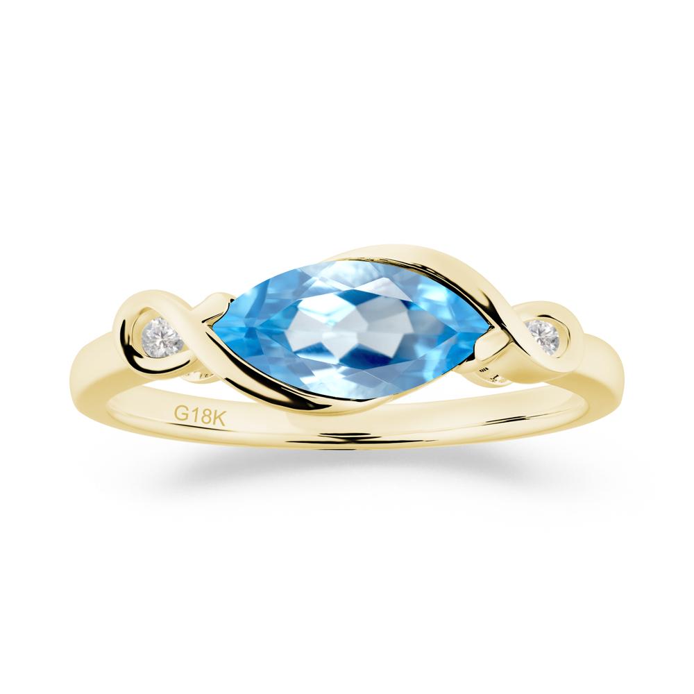Teardrop Swiss Blue Topaz Pave Bow Ring - LUO Jewelry #metal_18k yellow gold