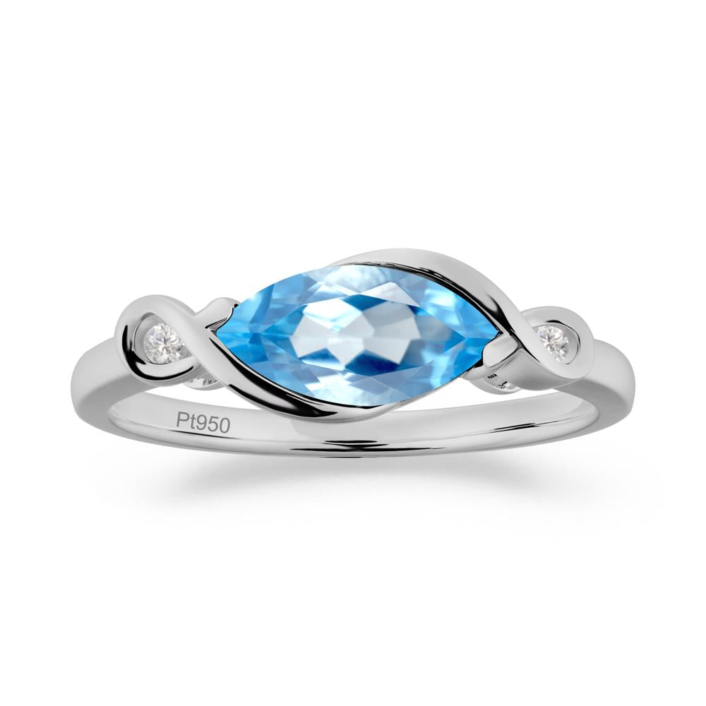 Teardrop Swiss Blue Topaz Pave Bow Ring - LUO Jewelry #metal_platinum