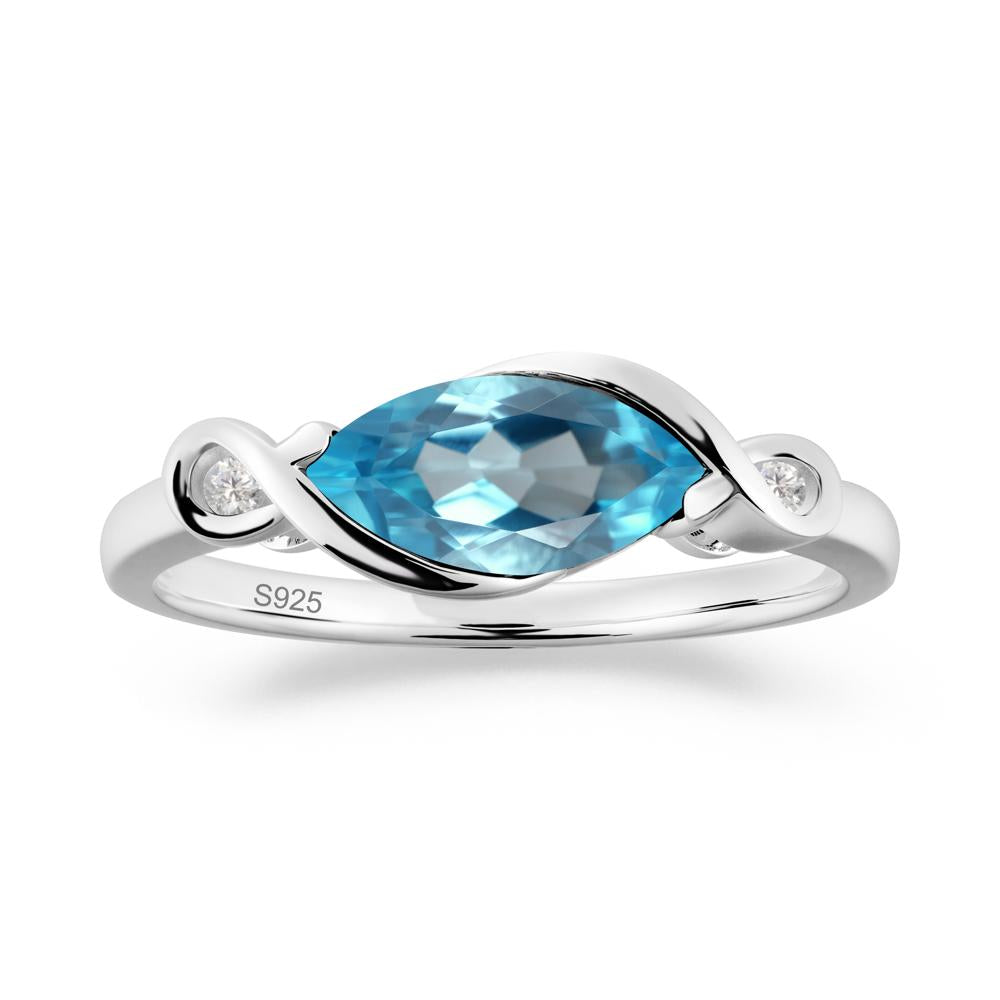 Teardrop Swiss Blue Topaz Pave Bow Ring - LUO Jewelry #metal_sterling silver