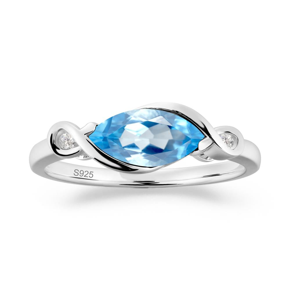Teardrop Swiss Blue Topaz Pave Bow Ring - LUO Jewelry #metal_sterling silver