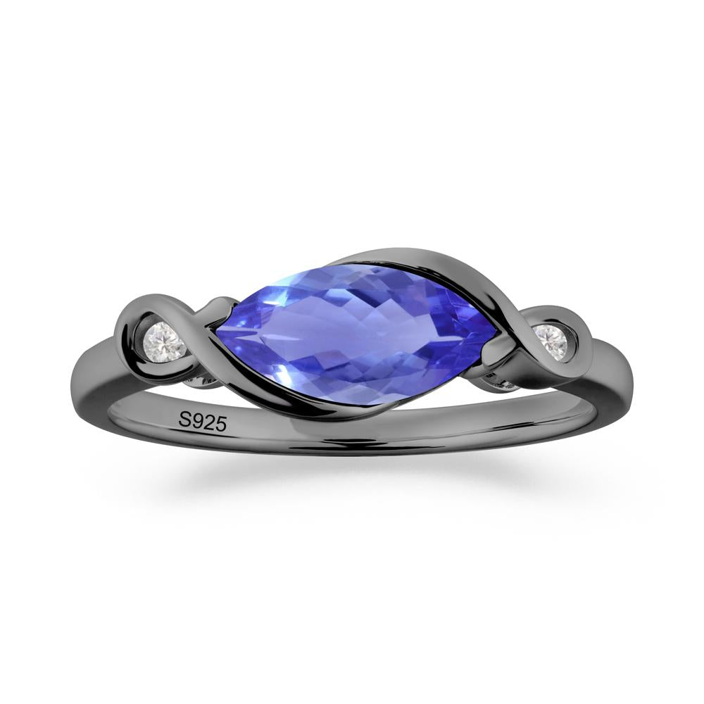 Teardrop Tanzanite Infinity Knot Ring - LUO Jewelry #metal_black finish sterling silver