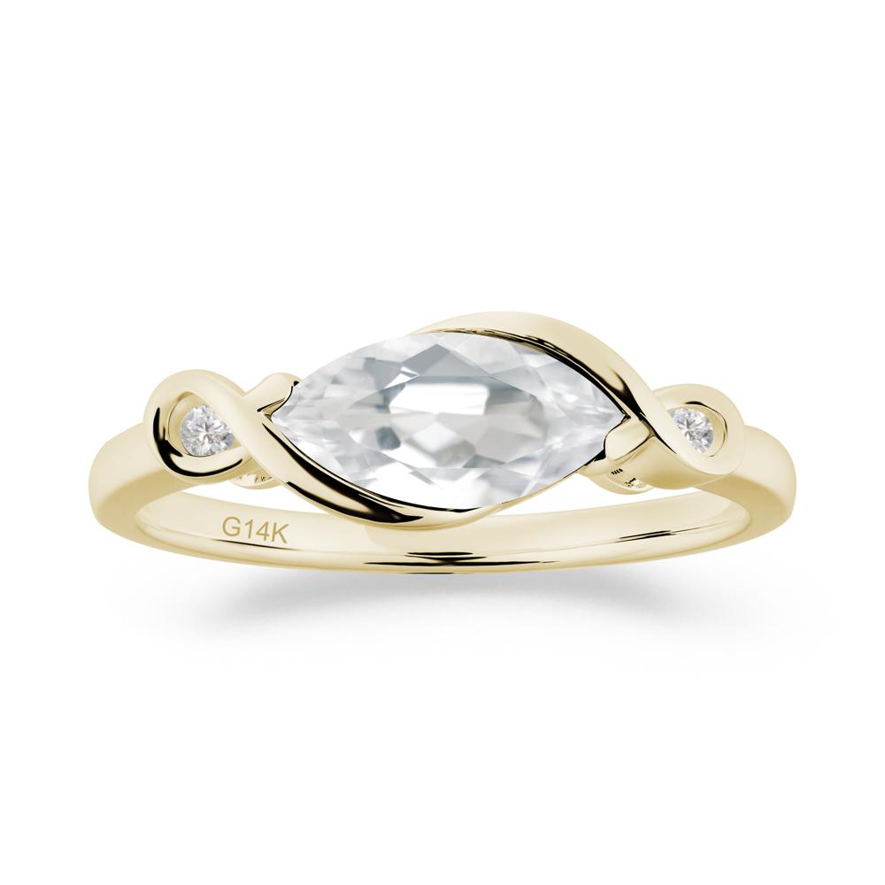 Teardrop White Topaz Infinity Knot Ring - LUO Jewelry #metal_14k yellow gold