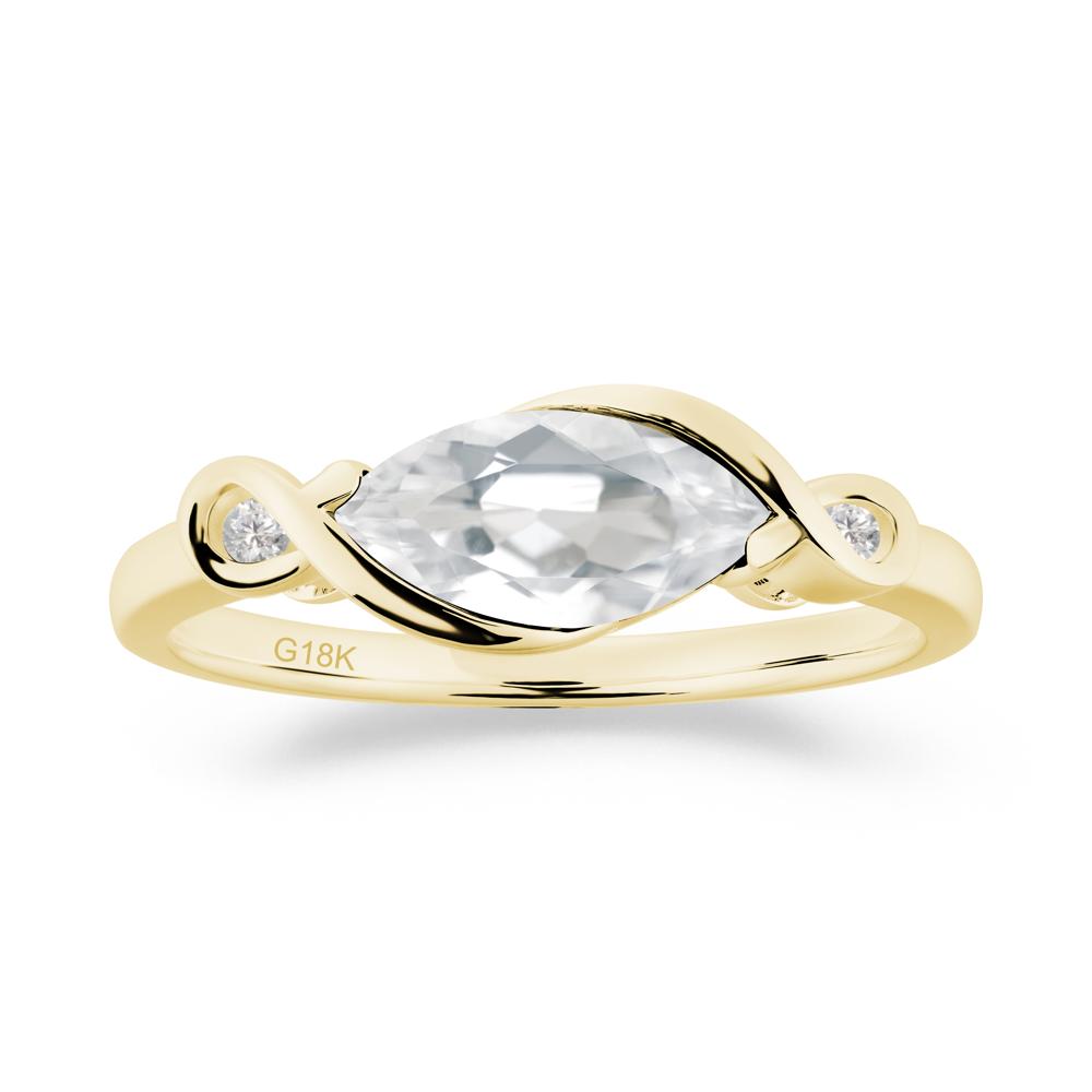 Teardrop White Topaz Infinity Knot Ring - LUO Jewelry #metal_18k yellow gold