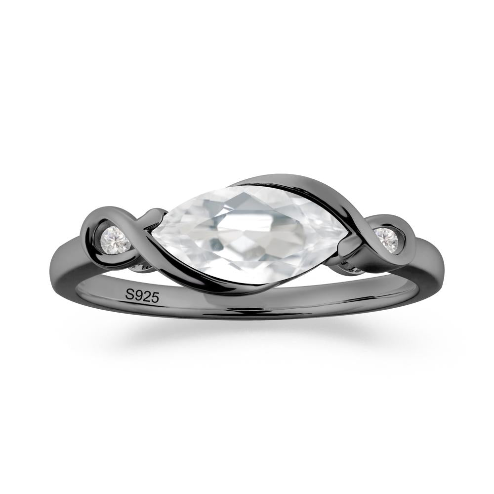 Teardrop White Topaz Infinity Knot Ring - LUO Jewelry #metal_black finish sterling silver