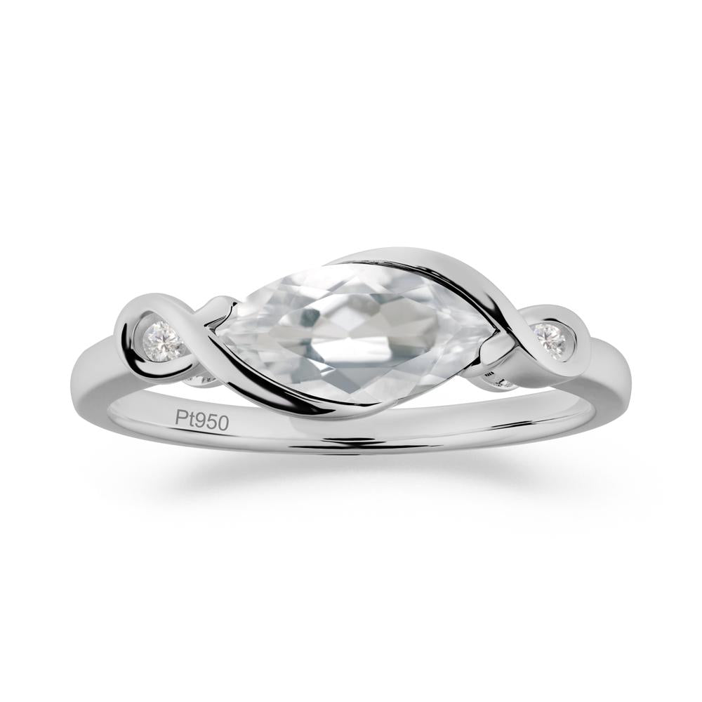 Teardrop White Topaz Infinity Knot Ring - LUO Jewelry #metal_platinum