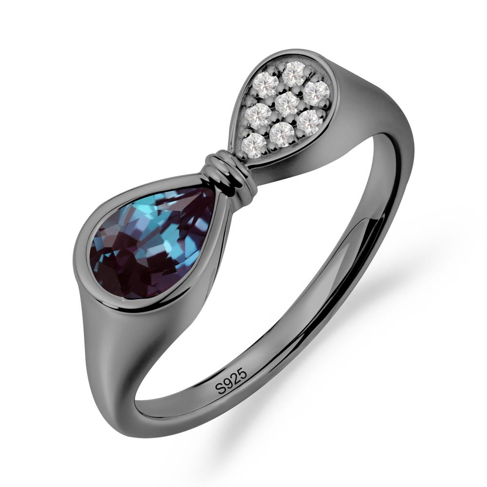 Teardrop Alexandrite Infinity Knot Ring - LUO Jewelry #metal_black finish sterling silver