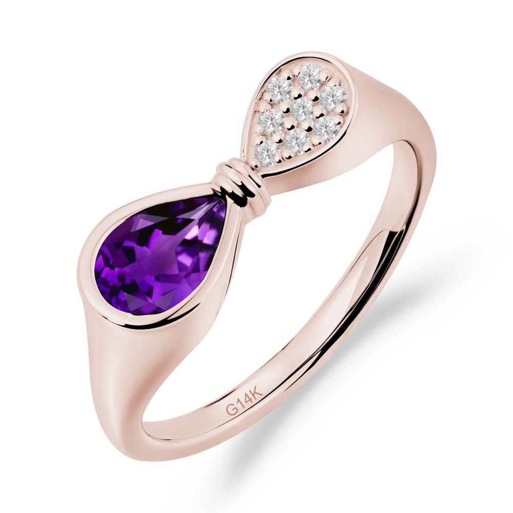 Teardrop Amethyst Infinity Knot Ring - LUO Jewelry #metal_14k rose gold