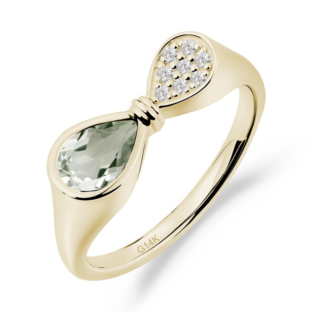 Teardrop Green Amethyst Infinity Knot Ring - LUO Jewelry #metal_14k yellow gold