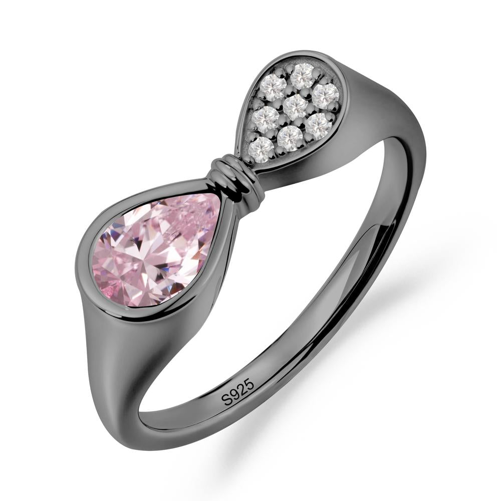 Teardrop Pink Cubic Zirconia Infinity Knot Ring - LUO Jewelry #metal_black finish sterling silver