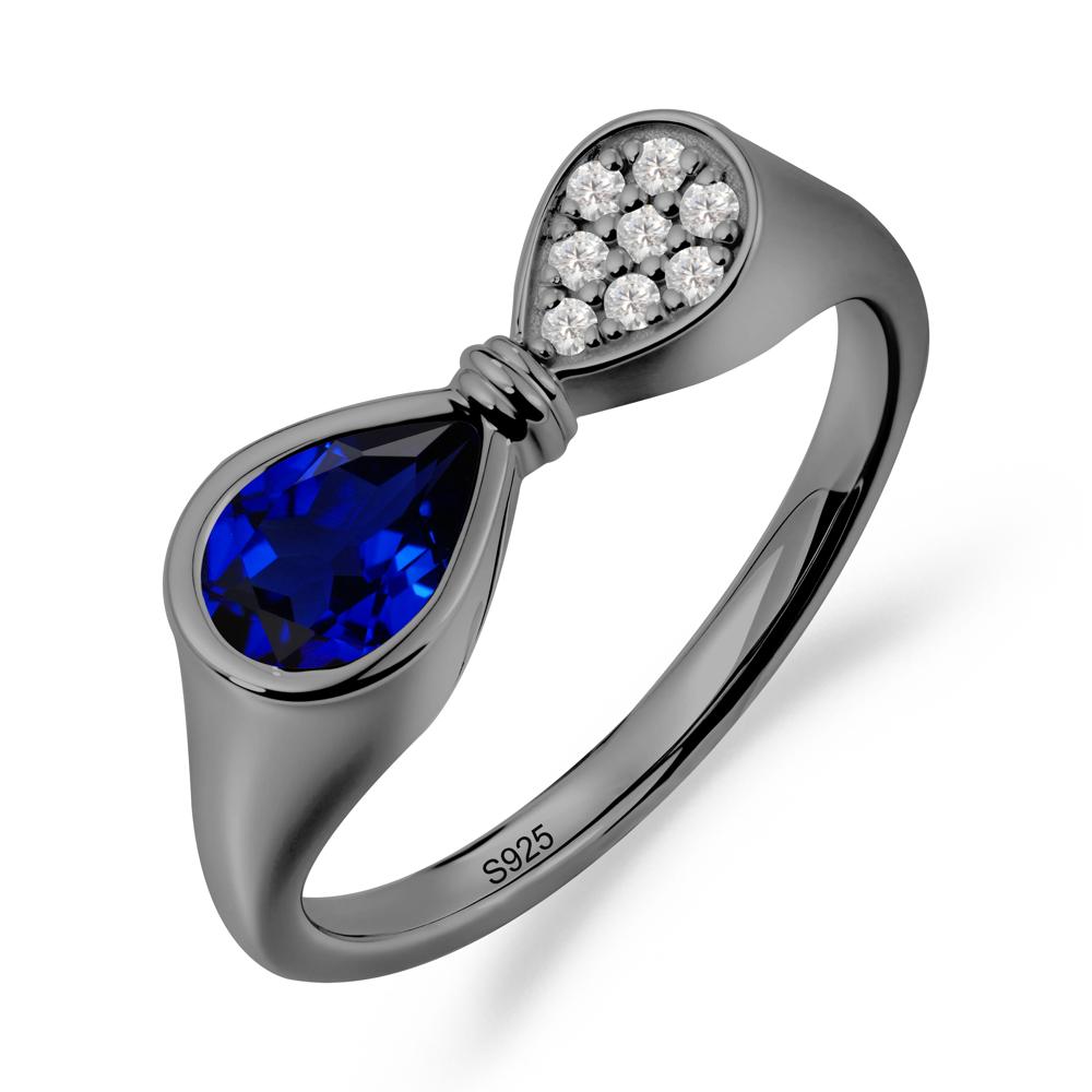 Teardrop Sapphire Infinity Knot Ring - LUO Jewelry #metal_black finish sterling silver