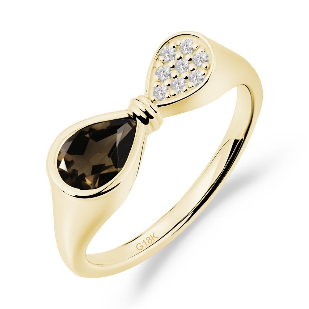 Teardrop Smoky Quartz Infinity Knot Ring - LUO Jewelry #metal_18k yellow gold