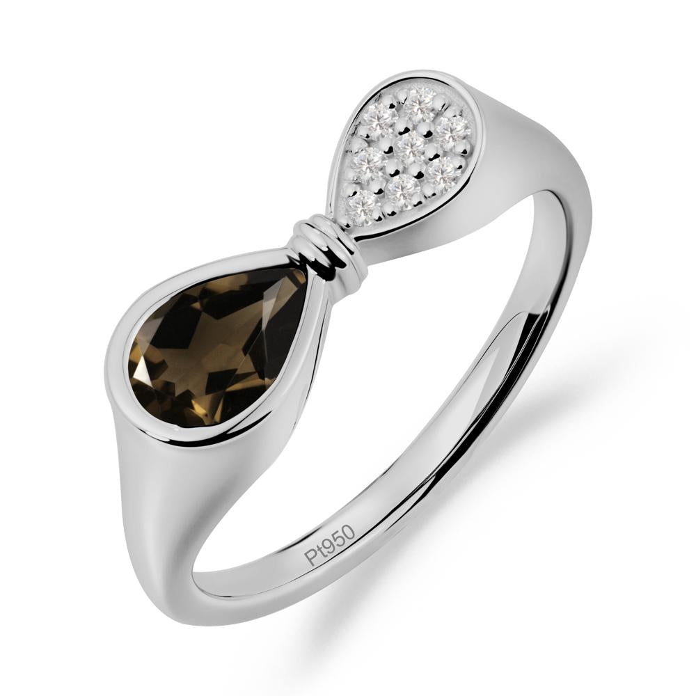 Teardrop Smoky Quartz Infinity Knot Ring - LUO Jewelry #metal_platinum