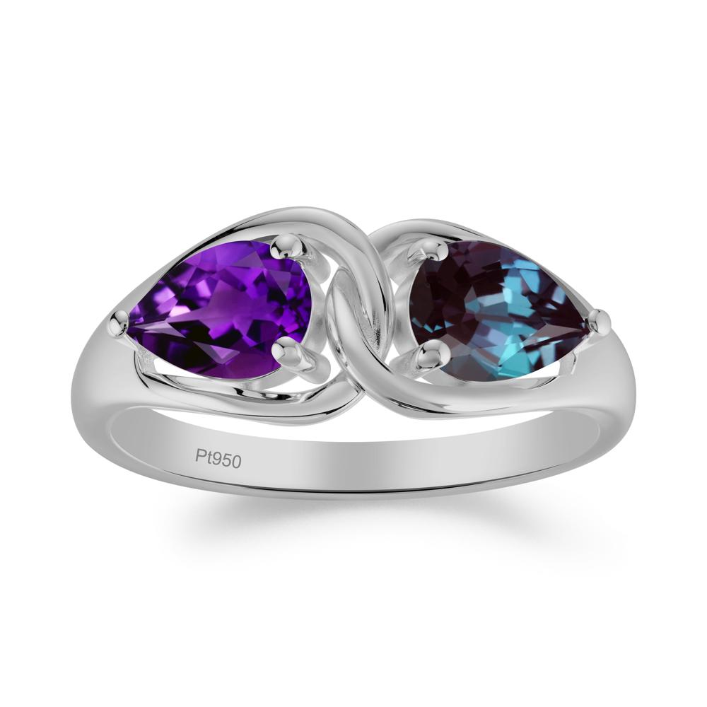 Two Stone Pear Cut Alexandrite and Amethyst Engagement Ring - LUO Jewelry #metal_platinum