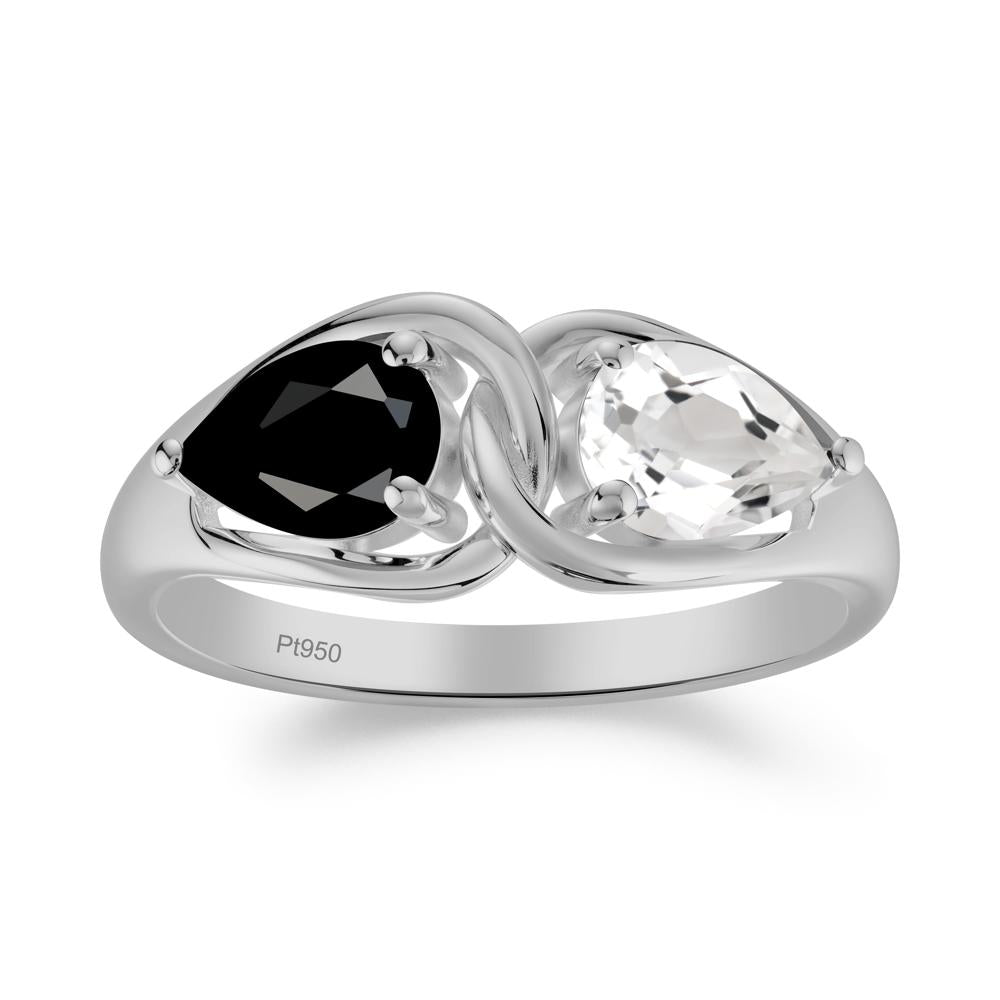 Pear Cut Black Spinel and White Topaz Promise Toi Et Moi Ring - LUO Jewelry #metal_platinum