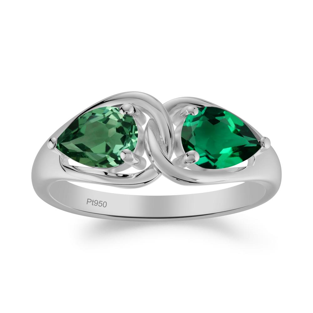 Minimalist Pear Cut Emerald and Green Sapphire Infinity Ring - LUO Jewelry #metal_platinum