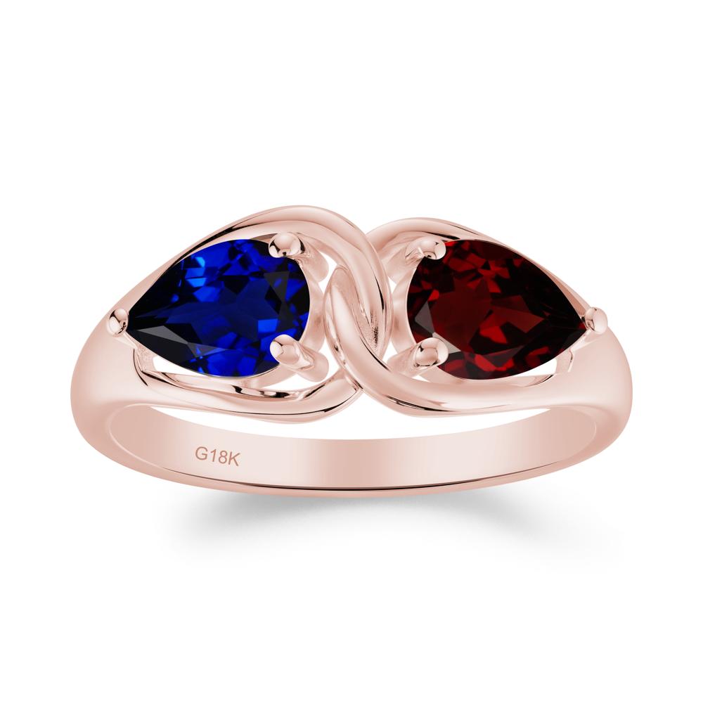 Pear Cut Garnet and Sapphire Promise Toi Et Moi Ring - LUO Jewelry #metal_18k rose gold