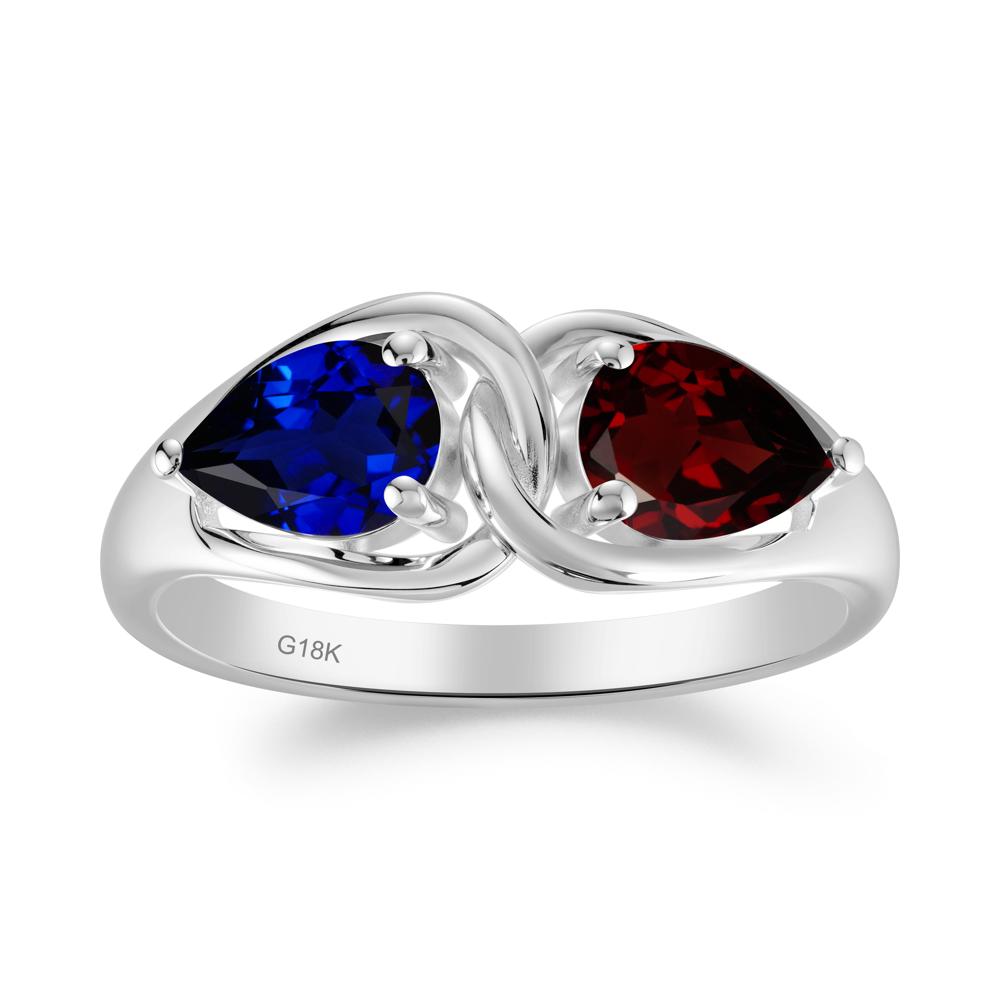 Pear Cut Garnet and Sapphire Promise Toi Et Moi Ring - LUO Jewelry #metal_18k white gold