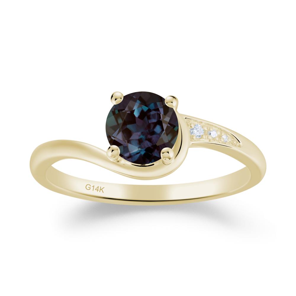 Round Cut Alexandrite Bypass Ring - LUO Jewelry #metal_14k yellow gold