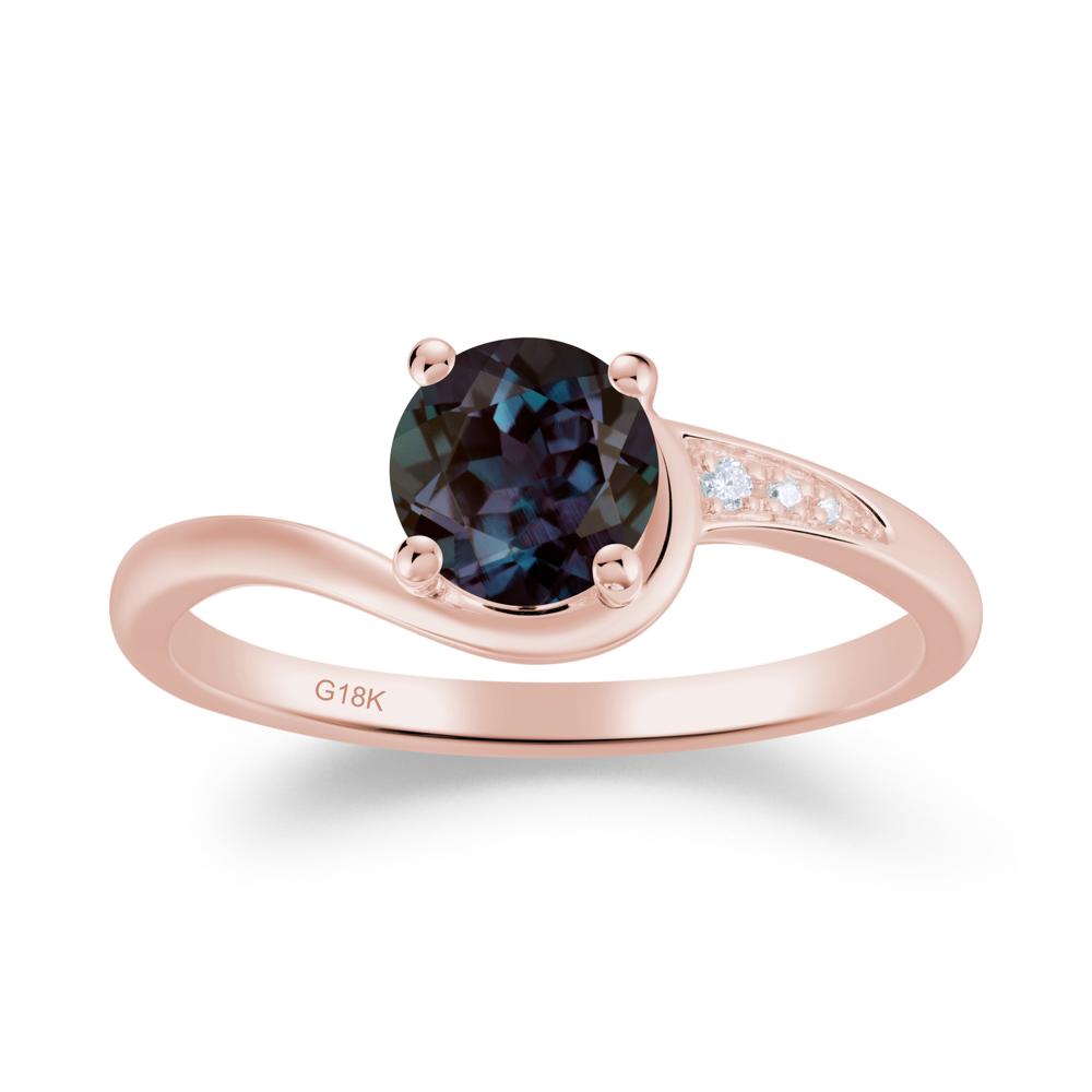 Round Cut Alexandrite Bypass Ring - LUO Jewelry #metal_18k rose gold