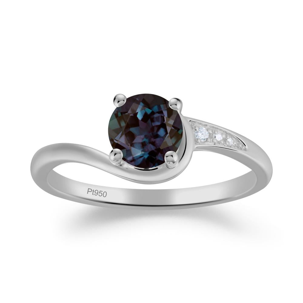 Round Cut Alexandrite Bypass Ring - LUO Jewelry #metal_platinum