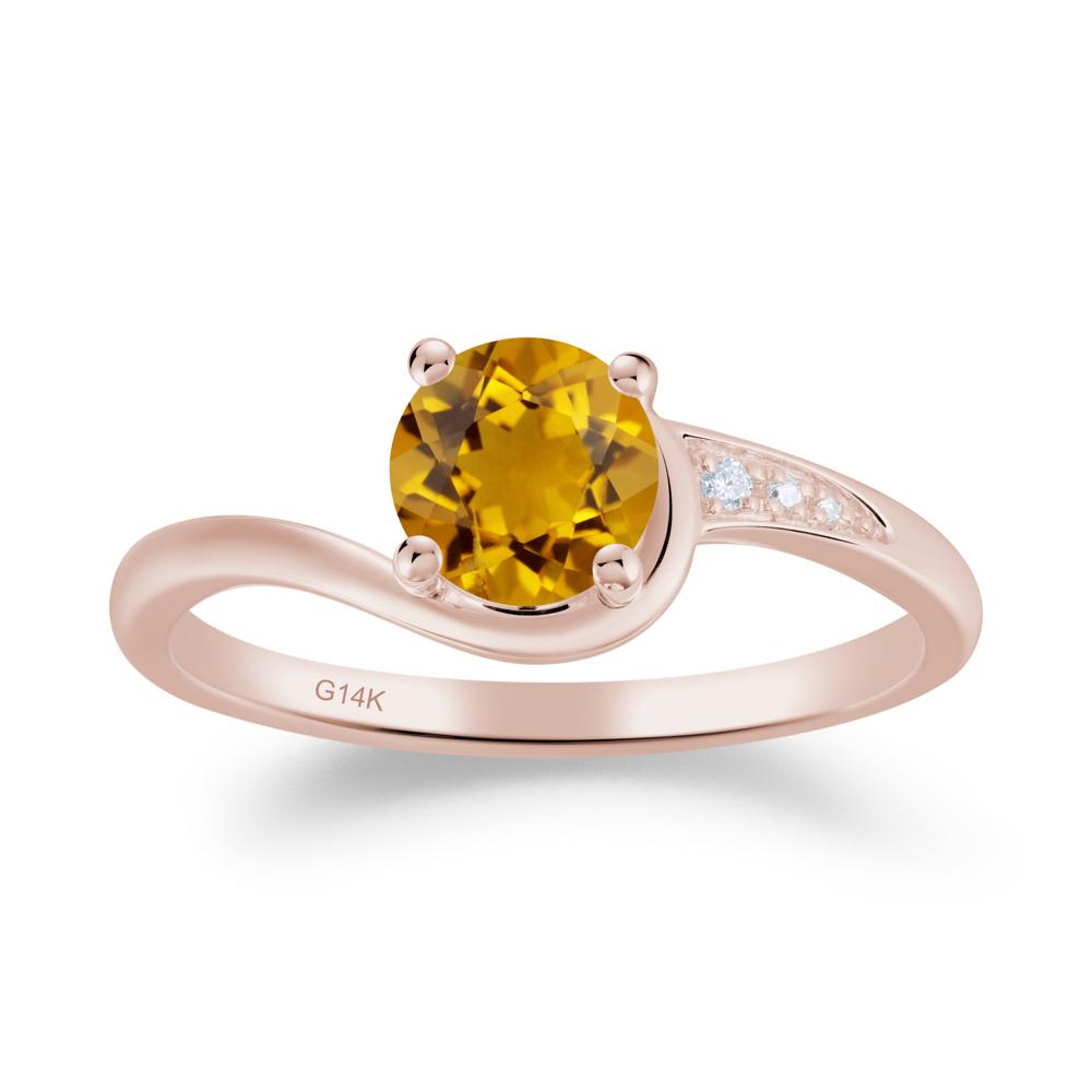 Round Cut Citrine Bypass Ring - LUO Jewelry #metal_14k rose gold