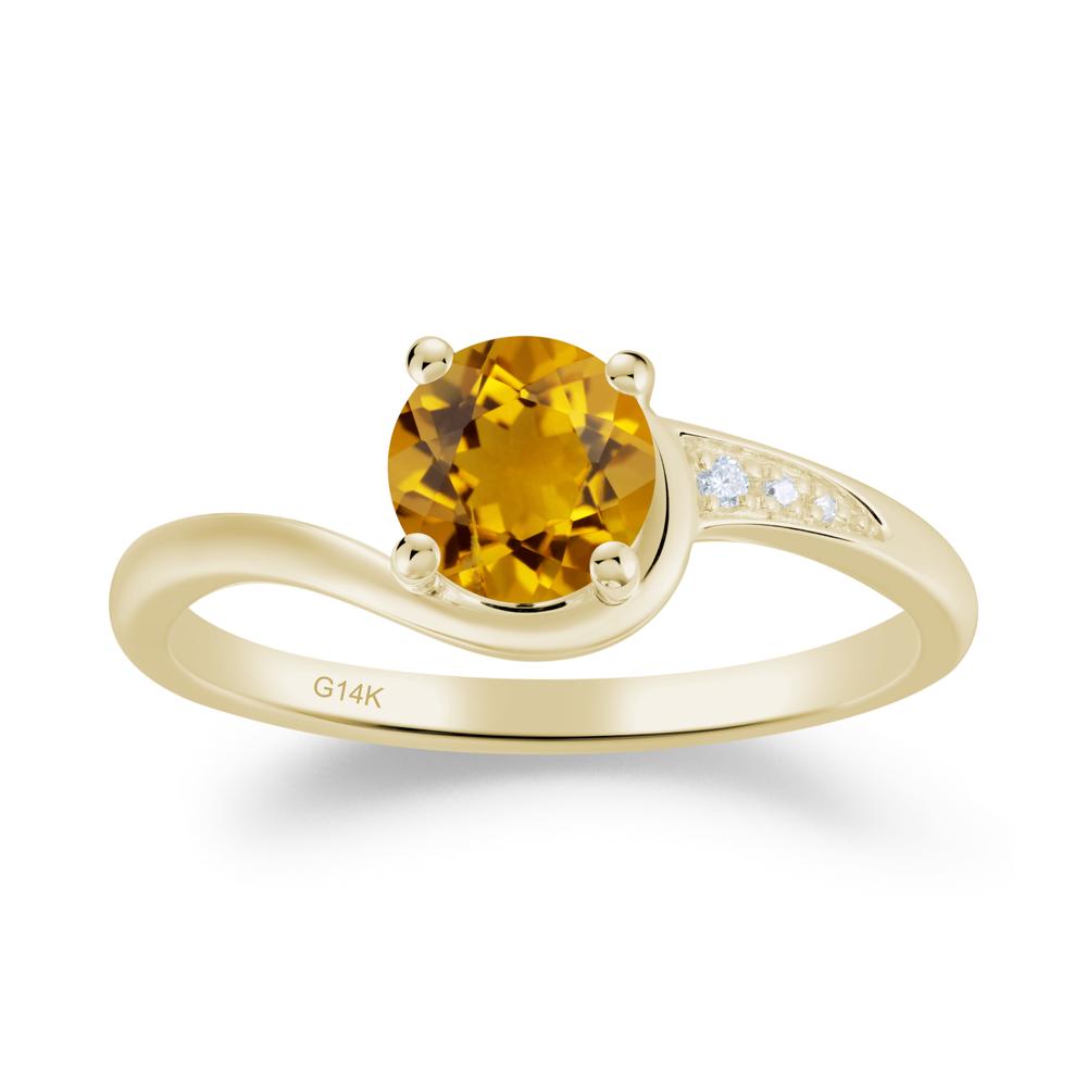 Round Cut Citrine Bypass Ring - LUO Jewelry #metal_14k yellow gold