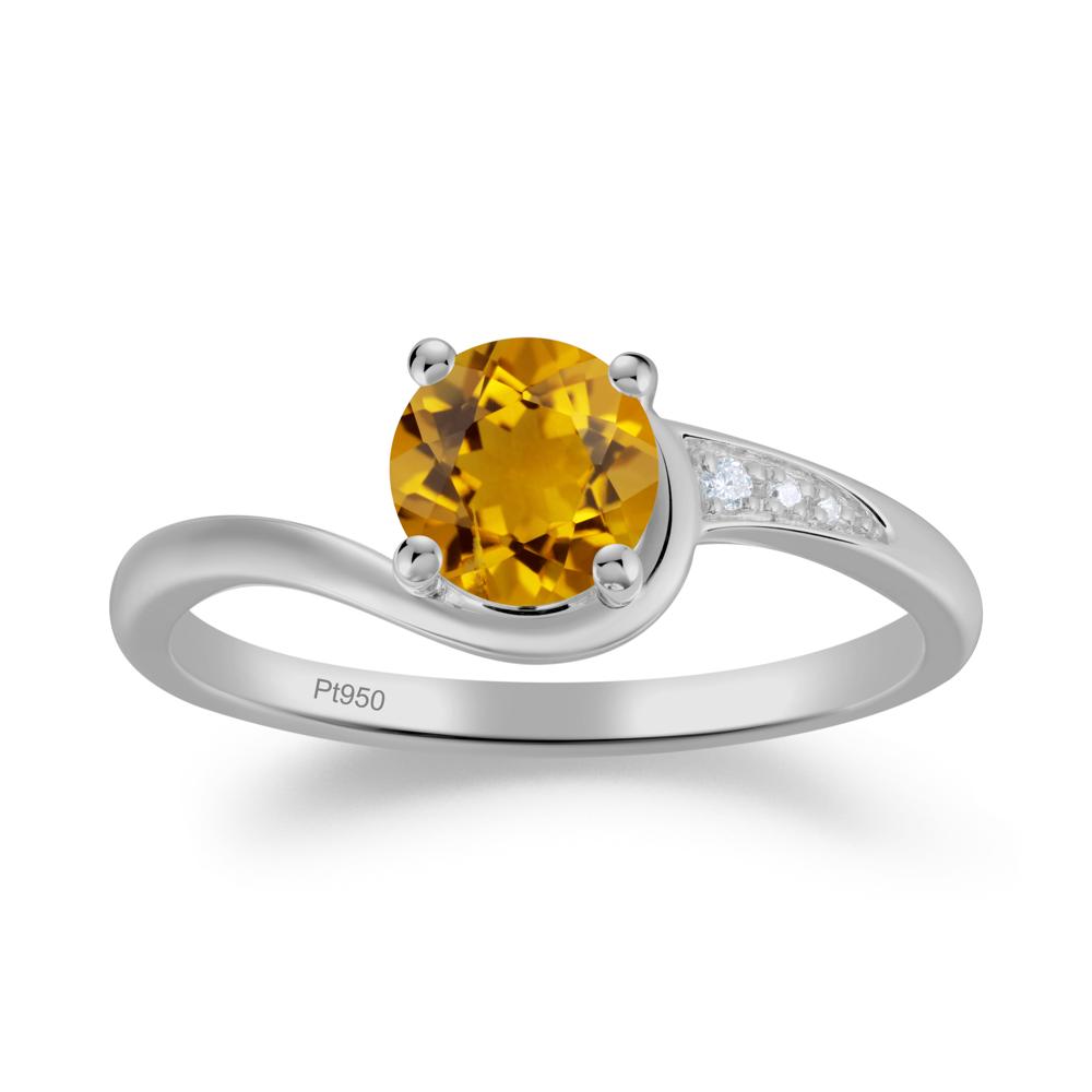 Round Cut Citrine Bypass Ring - LUO Jewelry #metal_platinum