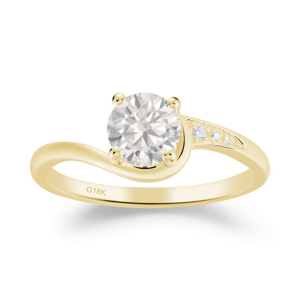 Dainty Round Cubic Zirconia Ring for Women - LUO Jewelry #metal_18k yellow gold