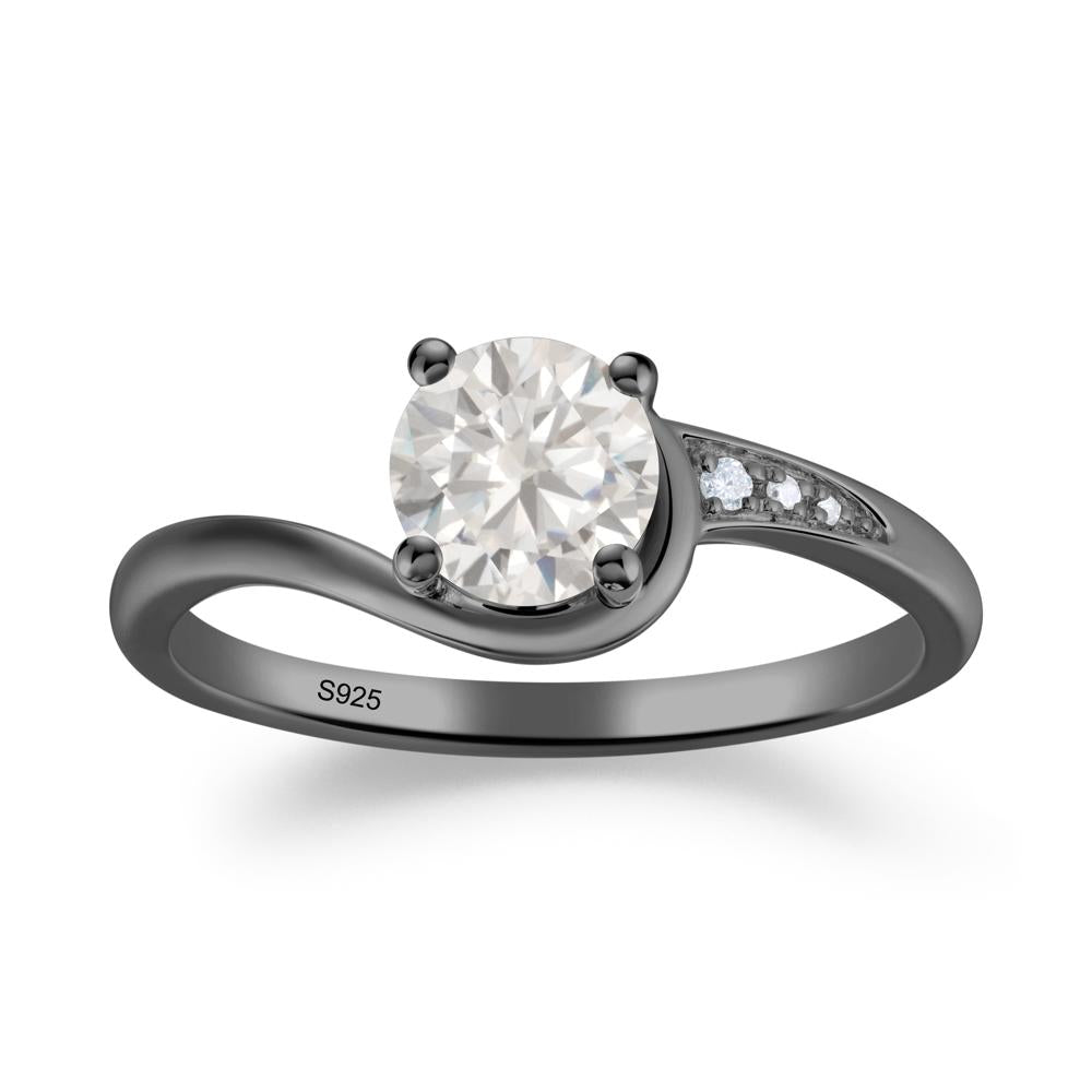 Dainty Round Cubic Zirconia Ring for Women - LUO Jewelry #metal_black finish sterling silver