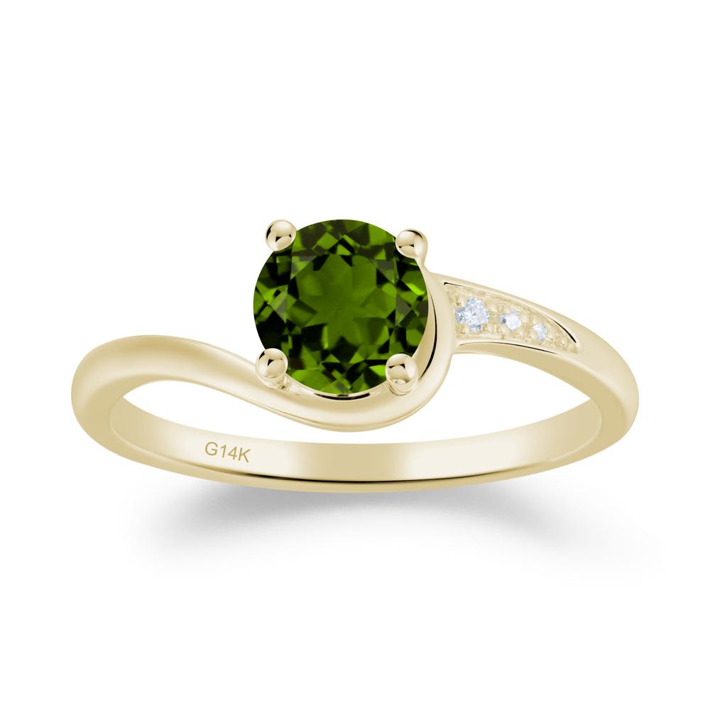 Round Cut Diopside Bypass Ring - LUO Jewelry #metal_14k yellow gold