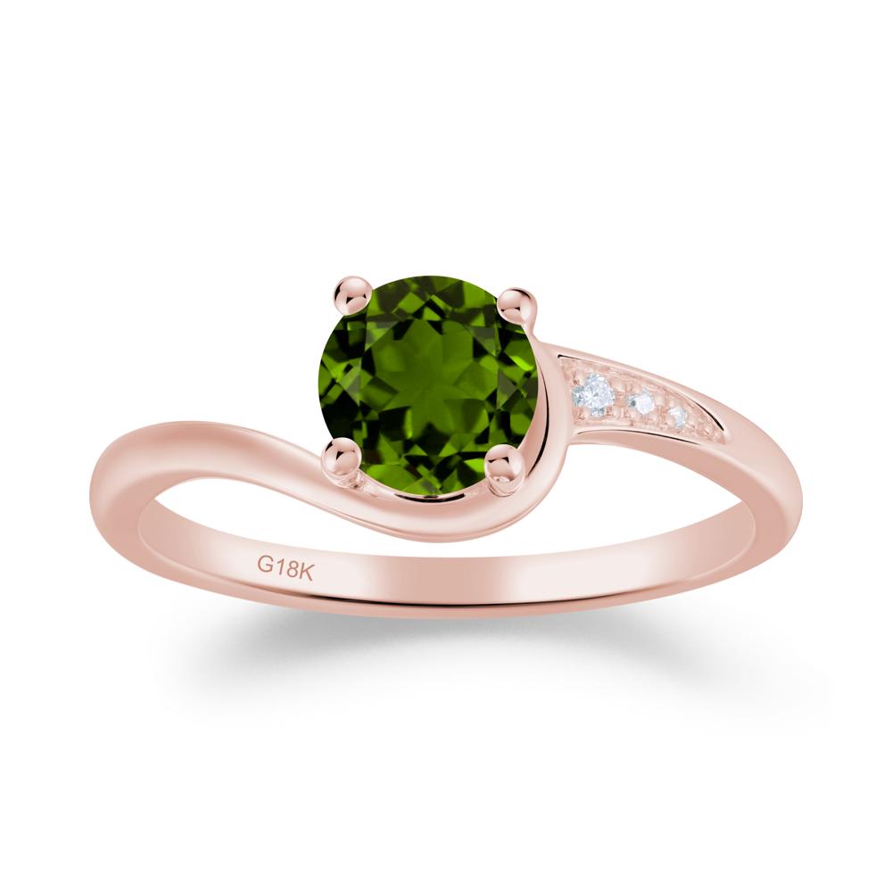 Round Cut Diopside Bypass Ring - LUO Jewelry #metal_18k rose gold