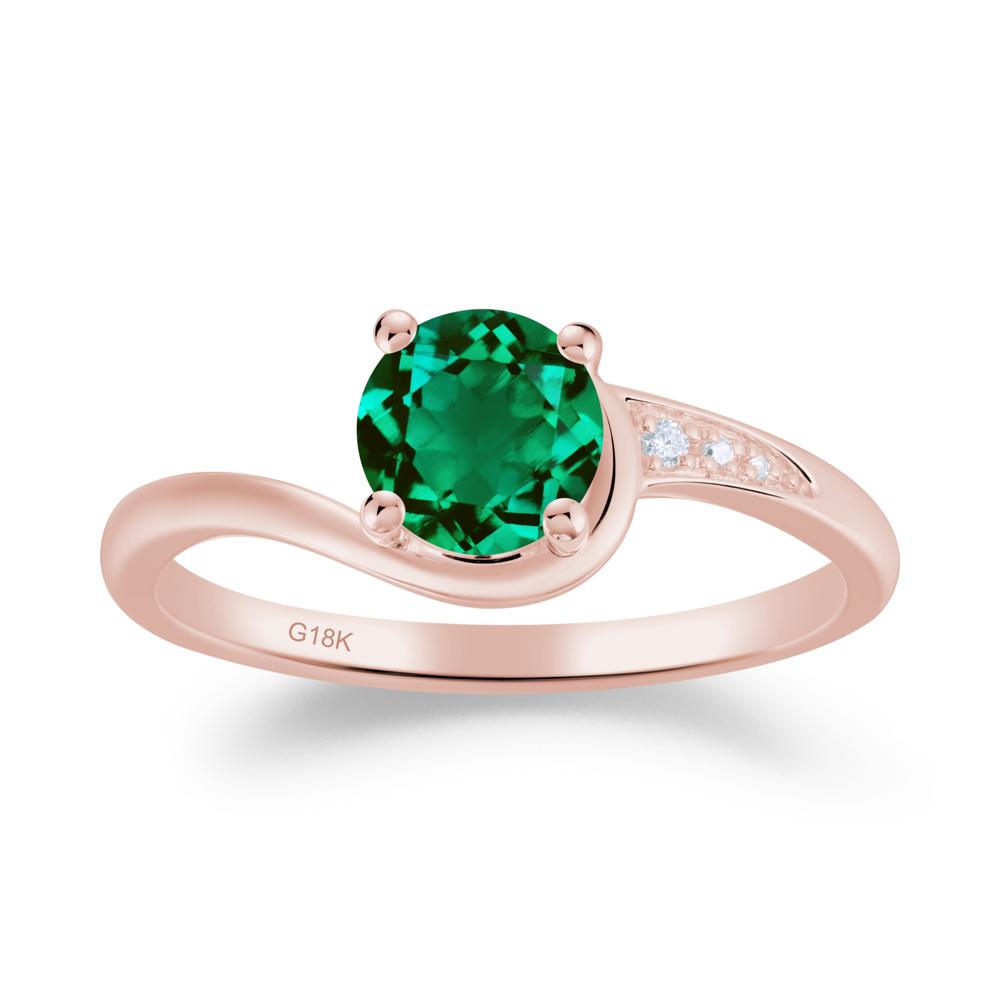 Dainty Round Emerald Ring for Women - LUO Jewelry #metal_18k rose gold