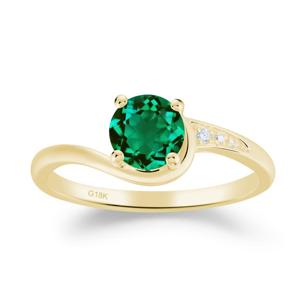 Dainty Round Emerald Ring for Women - LUO Jewelry #metal_18k yellow gold