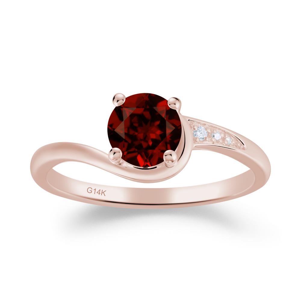 Dainty Round Garnet Ring for Women - LUO Jewelry #metal_14k rose gold