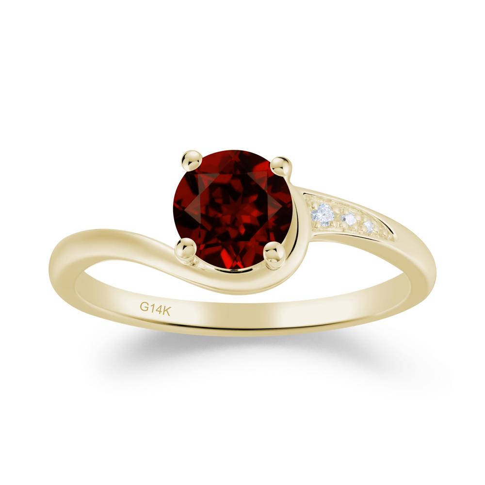 Dainty Round Garnet Ring for Women - LUO Jewelry #metal_14k yellow gold